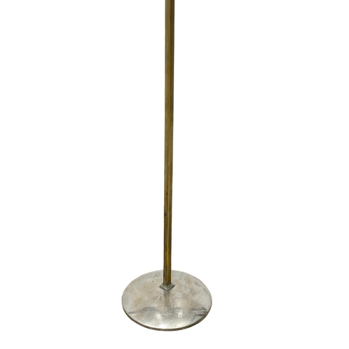 62 - A 1930’s brass and chrome telescopic spotlight floor lamp. Fully open 202cm. Closed 132cm