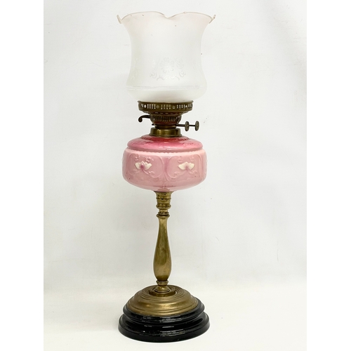 1 - A tall Victorian double burner oil lamp. 61.5cm