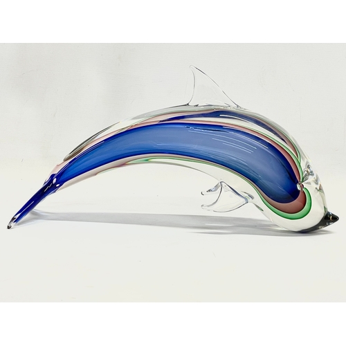 7 - A large Oball Murano Art Glass dolphin. 44x23cm