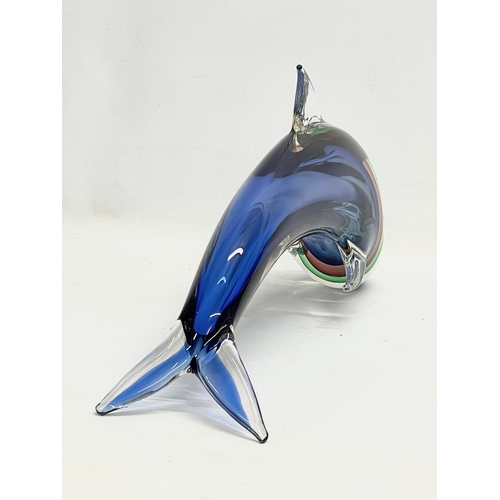 7 - A large Oball Murano Art Glass dolphin. 44x23cm