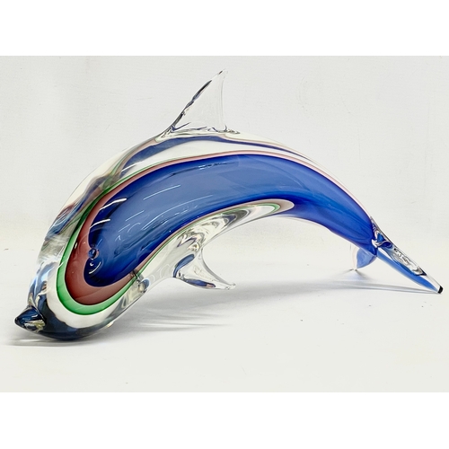 7 - A large Oball Murano Art Glass dolphin. 44x23cm