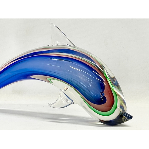 7 - A large Oball Murano Art Glass dolphin. 44x23cm