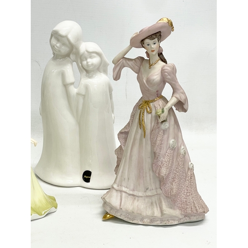 66 - 7 pottery figurines. 5 Royal Doulton, The Welsh Porcelain Company and a Regency Fine Arts.