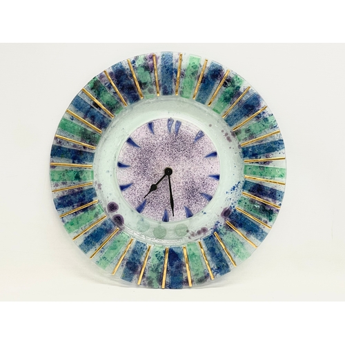 20 - A vintage Lavorazione A Mano Arte Murano Glass wall clock. 35cm