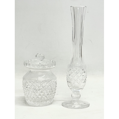 140 - 2 pieces of Waterford Crystal. Rose vase measures 23.5cm