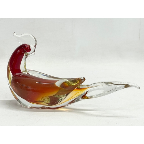 141 - 2 pieces of Murano Art Glass. Rooster measures 26cm