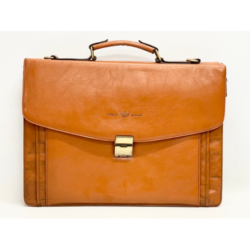 404 - A leather Giorgio Armani briefcase. 43x34cm