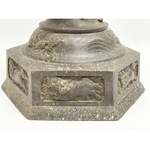 30 - A large 19th century Japanese bronze incense burner. 26x53.5cm.