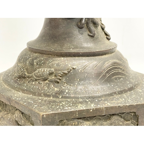 30 - A large 19th century Japanese bronze incense burner. 26x53.5cm.