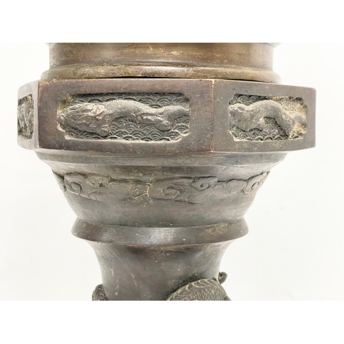 30 - A large 19th century Japanese bronze incense burner. 26x53.5cm.