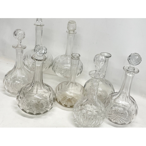 271 - 8 vintage crystal decanters.