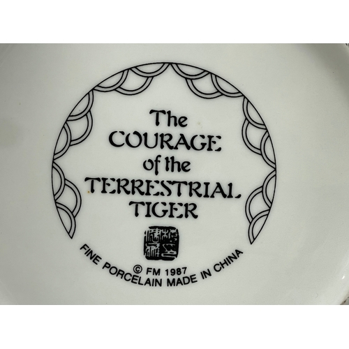 652 - A set of 3 Chinese ‘The Courage of the Terrestrial Tiger’ pottery. A pair of vases 27cm, a jardinier... 