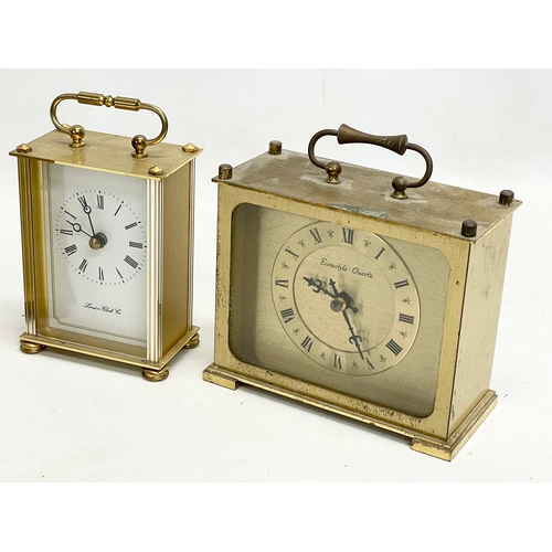 792 - 4 vintage brass clocks. Largest 13x7x16cm