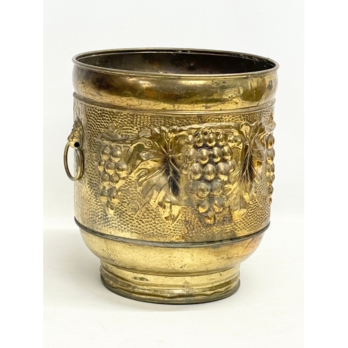 282 - A vintage brass coal bucket and coal box. Bucket measures 28x30cm