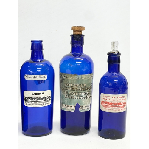 84 - 5 late 19th/early 20th century Bristol Blue chemist bottles. Largest 32cm