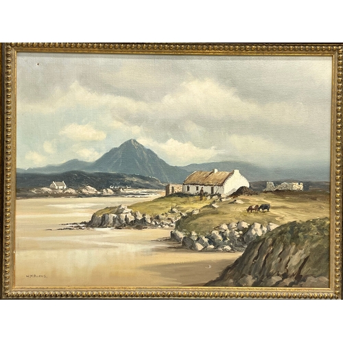 91 - An oil painting by William Henry Burns. Mount Errigal from Gola Island. Painting measures 60x44cm. F... 