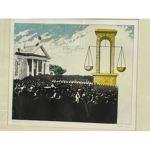 156 - A signed etching by Stephen Conlin. 11/40. Courthouse, Armagh. 40x33cm. Frame 61x54cm