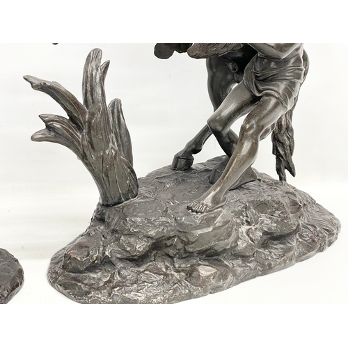 49 - A pair of large good quality late 19th century spelter Marly Horses. 42x22x52cm