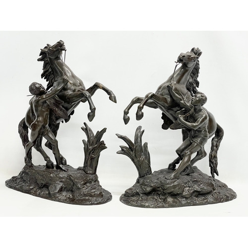 49 - A pair of large good quality late 19th century spelter Marly Horses. 42x22x52cm