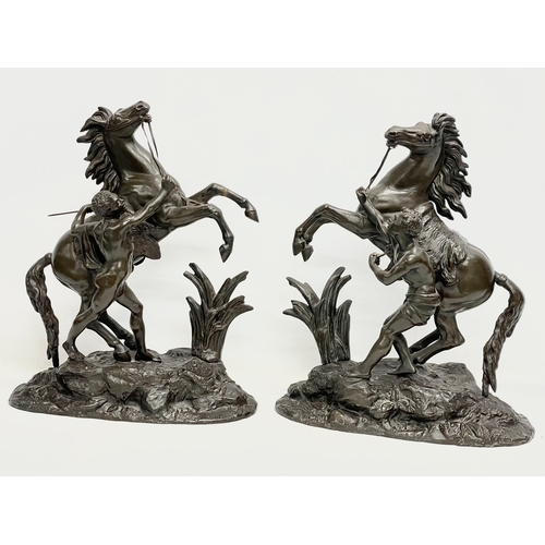 49 - A pair of large good quality late 19th century spelter Marly Horses. 42x22x52cm