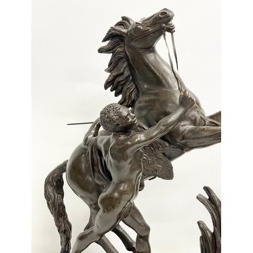 49 - A pair of large good quality late 19th century spelter Marly Horses. 42x22x52cm