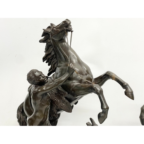 49 - A pair of large good quality late 19th century spelter Marly Horses. 42x22x52cm