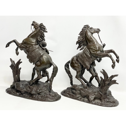 49 - A pair of large good quality late 19th century spelter Marly Horses. 42x22x52cm