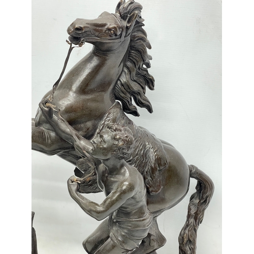 49 - A pair of large good quality late 19th century spelter Marly Horses. 42x22x52cm