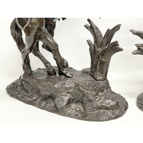 49 - A pair of large good quality late 19th century spelter Marly Horses. 42x22x52cm