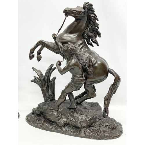 49 - A pair of large good quality late 19th century spelter Marly Horses. 42x22x52cm