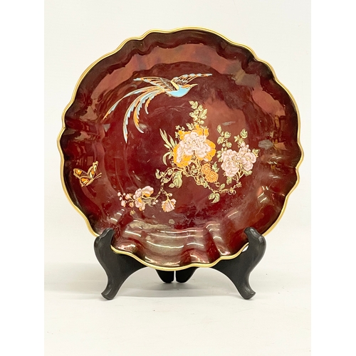 85 - 2 pieces of 1930’s Carlton Ware ‘Rouge Royale Birds of Paradise’ pottery. Bowl measures 23cm