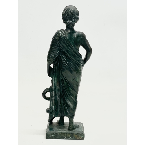 96 - A bronze figure of Asclepius, the god of medicine. 22cm.