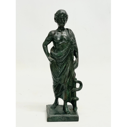 96 - A bronze figure of Asclepius, the god of medicine. 22cm.