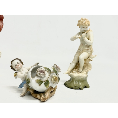 158 - 3 late 19th century continental porcelain figures. Largest 13x15cm