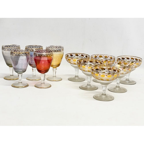 167 - 2 sets of vintage gilt drinking glasses. Cocktail glasses measure 10x10cm.