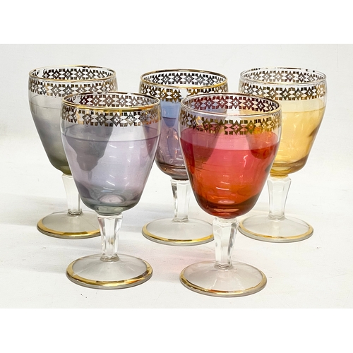 167 - 2 sets of vintage gilt drinking glasses. Cocktail glasses measure 10x10cm.