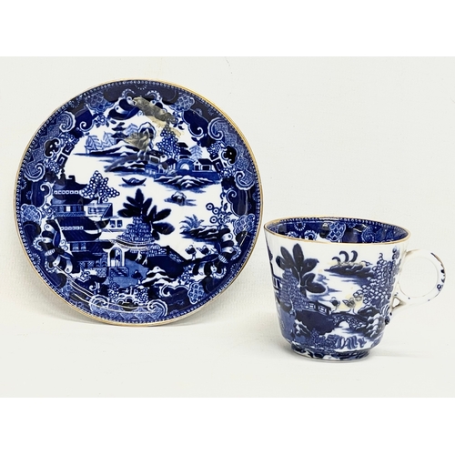 169 - A late 18th century Copeland Willow pattern porcelain cup and saucer.