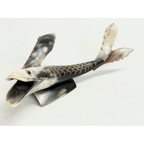 171 - A vintage fish ornament made from horn. 29cm