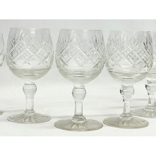 339 - A set of 6 vintage crystal wine glasses. 15cm