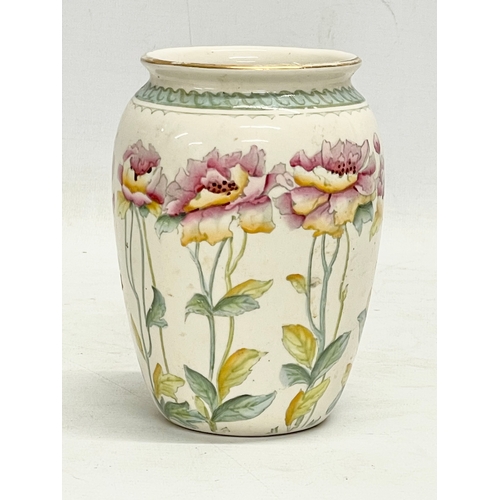 340 - A late 19th century ‘Peonies’ Late Mayers pottery vase. By Keeling & Co, Burslem. 10x14cm