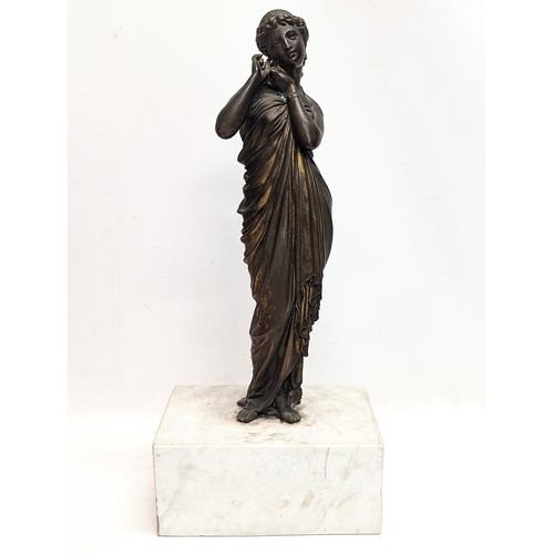 103 - A 19th century spelter figure on marble base. 42cmn