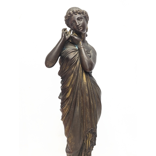 103 - A 19th century spelter figure on marble base. 42cmn