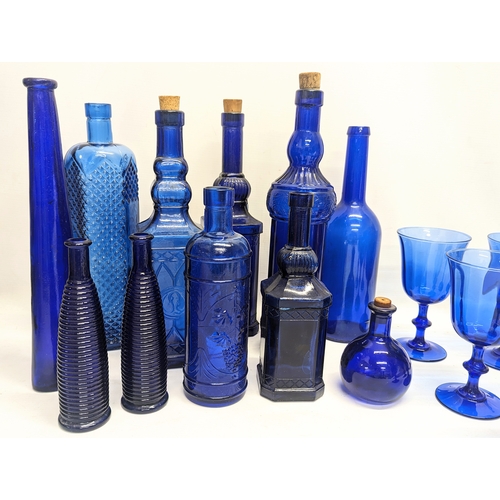 215 - A quantity of Bristol Blue glassware