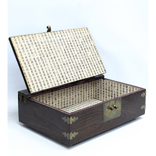 55 - A vintage Chinese brassbound box. 38.5x28.5x12.5cm