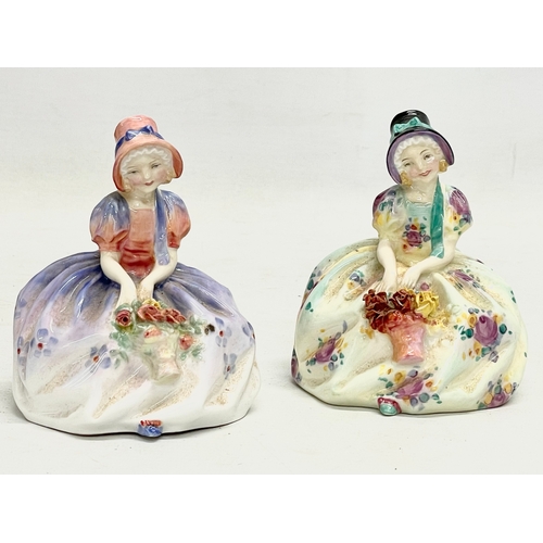 175 - 2 vintage Royal Doulton ‘Monica’ pottery figurines. 9x11cm