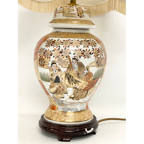 298 - A large Chinese pottery table lamp. Base measures 18x39cm