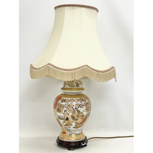 298 - A large Chinese pottery table lamp. Base measures 18x39cm