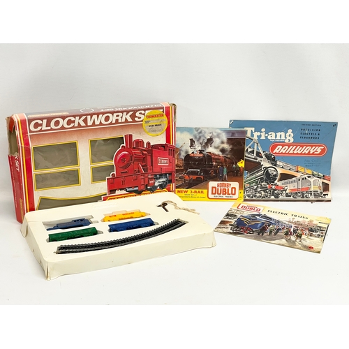 225 - A vintage Hornby Railways Clockworks train set in box etc.