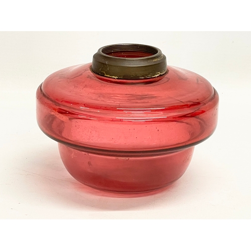 184 - A Victorian Ruby Glass oil lamp bowl. 16x12cm