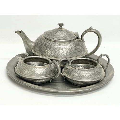 458 - A vintage 4 piece pewter tea service by Argent.